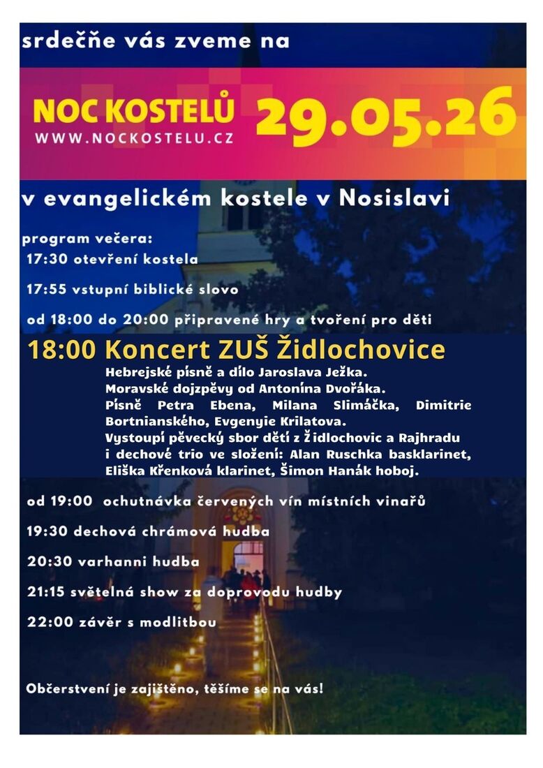 Program Noci kostelů 2026 v Nosislavi